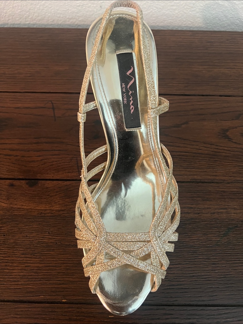 Women's Gold Strappy High Heel Sandals